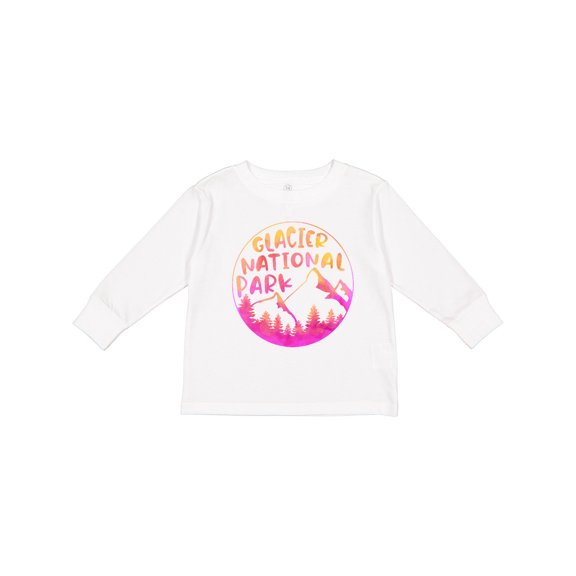 Inktastic Glacier National Park Montana Pink Mountains Boys or Girls Long Sleeve Toddler T-Shirt