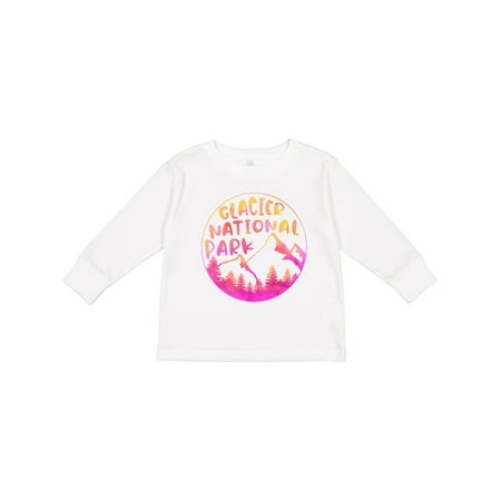 

Inktastic Glacier National Park Montana Pink Mountains Boys or Girls Long Sleeve Toddler T-Shirt