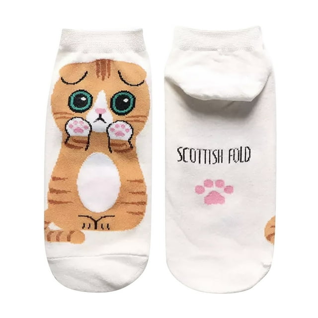 TIEVOSA Ladies and Girls Cute Cartoon Three Small Animal Cat Socks(White)