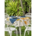 thumbnail image 2 of Outdoor Tablecloth with Umbrella Hole and Zipper, Yellow Flowers Round Table Cloth 54 Inch Waterproof Tablecloth, Farmhouse Botanical Watercolor Floral Picnic Table Cover for Patio Camping, 2 of 7