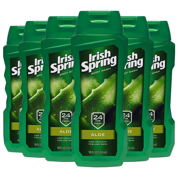 Irish Spring Aloe Vera Gel Body Wash 18 Fluid Ounce (6 Pack)
