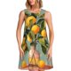 thumbnail image 1 of Fotbe Retro Warm Lemon Flower Vestido de Verano sin Mangas para Mujer – Vestido Midi Línea A, Estilo Camiseta Floral, Vestido Playero Casual y Fluido, 1 of 7