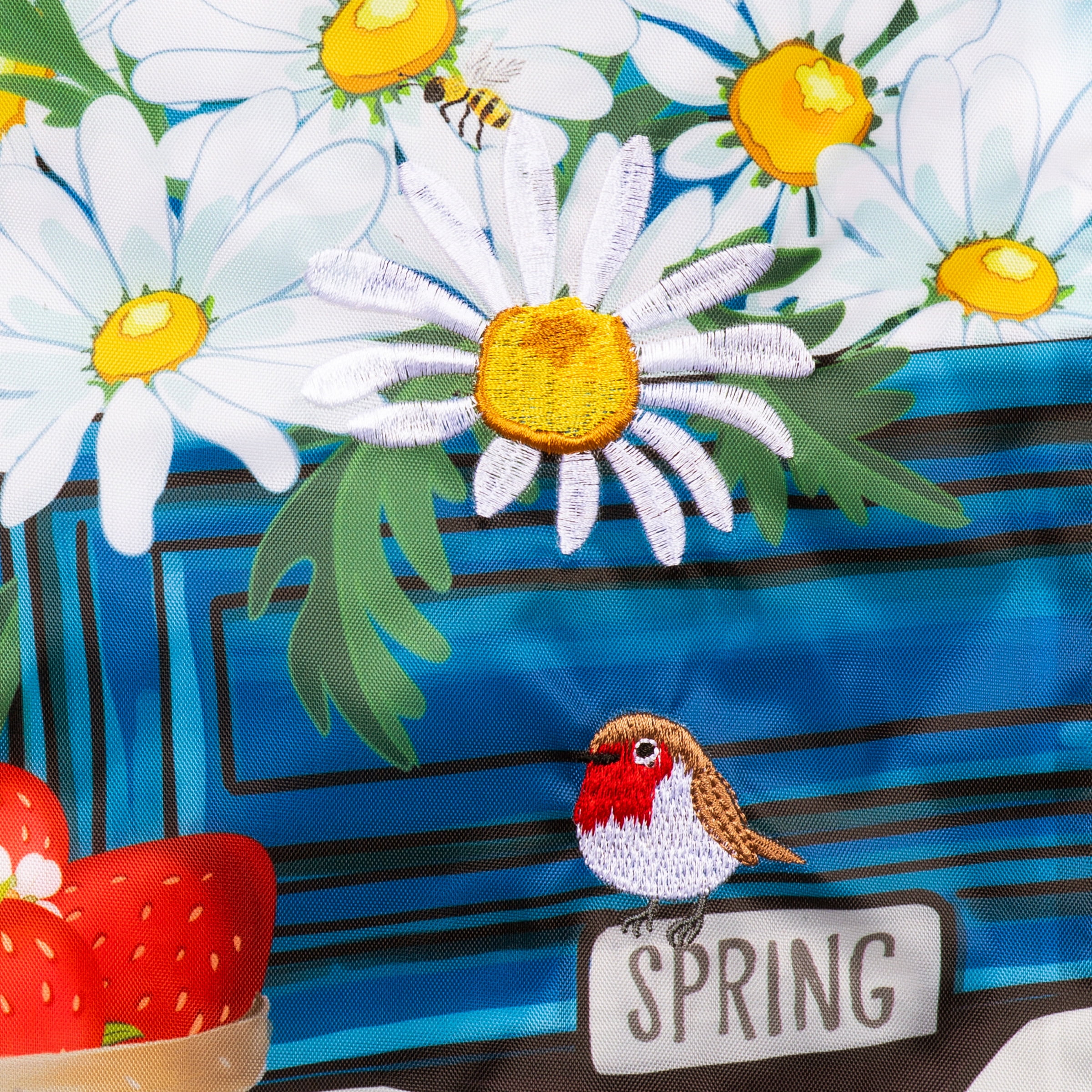 Meadow Creek 11.5" x 18" White Daisy Strawberry Blue Truck Outdoor Yard Flag