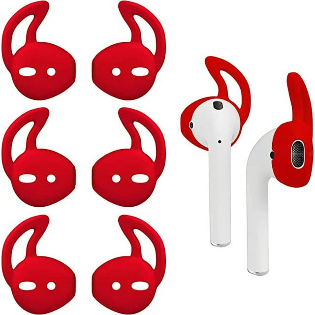 Jinsinto Crochets d'Oreille pour AirPods, Embouts de Protection en Silicone pour Écouteurs Apple, Paire de 4 (Rouge)