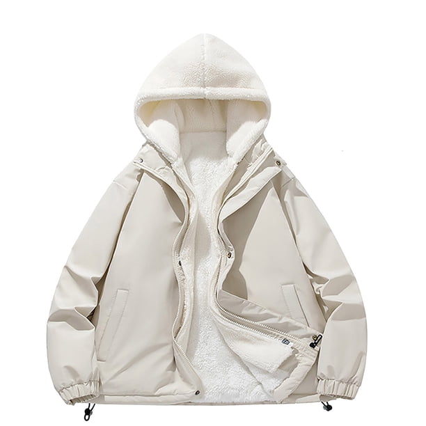 Kalauyu Men's Winter Hooded Fake Two-piece Spliced Cotton Coat Retro Thickened Warm Windproof Parkas Jacket