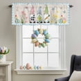 thumbnail image 3 of Valance Curtains for Kitchen Windows Easter Dwarfs with Egg Bunny Carrot Rod Pocket Valance Flower on Linen and Blue Checker Short Window Curtain Topper for Bedroom Living Room 54x18in,1&nbsp;Panel, 3 of 9