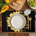thumbnail image 4 of Yellow Sunflowers Placemats Set of 12, Floral Rustic Abstract Black Placemats for Dining Table, Place Mats for Kitchen Tabletop, Waterproof Wipeable Dining Table Mats Set, 4 of 9