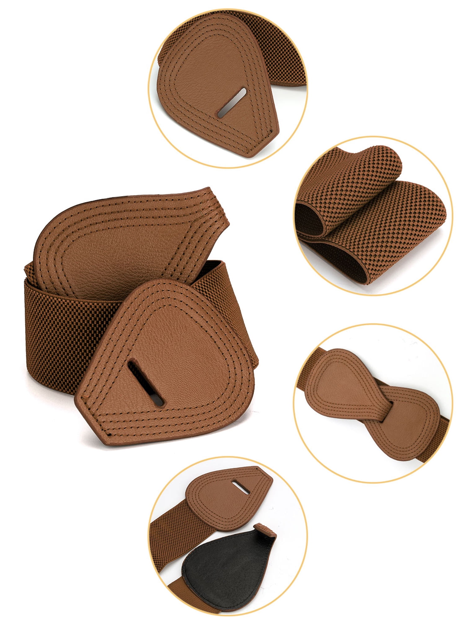 DARING DIVA Women's Plus Size Buckle Waist Belt 2 Pcs 39.4"x2.36" Black & Coffee