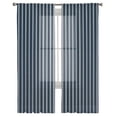 thumbnail image 2 of Navy Blue Striped Semi Sheer Curtains 63 Inch Length 2 Panels Set, Modern Abstract Art Aesthetics Sheer Kitchen Curtain Privacy Voile Window Curtain for Living Room Bedroom Rod Pocket Drapes, 2 of 7