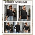 thumbnail image 4 of Zeagoo Women's 3/4 Sleeve Tunic Top Dressy Crew Neck Floral Print Tshirts Casual Basic Blouse Cute Work Tops, 4 of 6