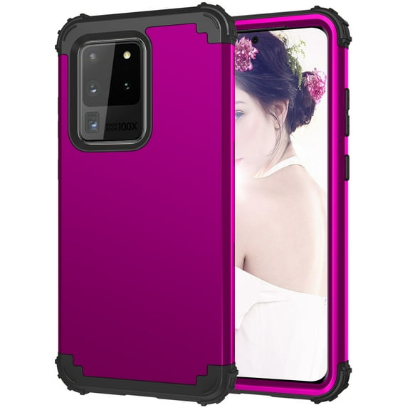 Galaxy S20 Ultra Case Cover, Allytech PC TPU Hybrid Cover Heavy Duty Protective Defender Bumper Shockproof Drop Proof Wireless Charging Support Back Cover Case for Samsung Galaxy S20 Ultra,Purple