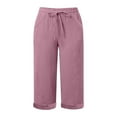 thumbnail image 5 of Capri Pants for Women Lightweight Breathable Lightweight Elastic Waist Relaxed Fit Straight Leg Capris with Pockets, 5 of 7