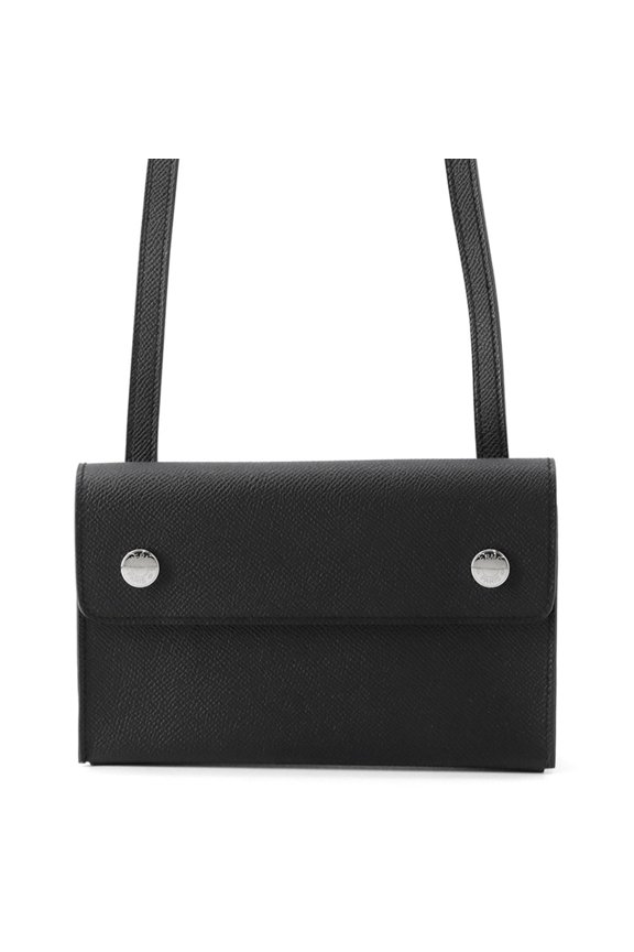 Pre-Owned Hermes Herms Nap To Go Shoulder Wallet in Black with Epson W Stamp. Wallet.