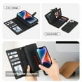 thumbnail image 2 of ELEHOLD Multi-Functional Wallet Case for iPhone 15,with Large Capacity 11 Card Slots Zipper Bag Magnetic Detachable Case Wriststrap Shockproof Luxury Case for iPhone 15 6.1",Black, 2 of 7