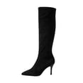 thumbnail image 2 of OKBOP Ladies Tall Boots Faux Suede Dress Slip-On Knee-High High Heel Fall, 2 of 5