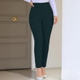 thumbnail image 4 of hlysgo Women's Casual Dress Pants Pleated Elastic Waist Soft Fitness Trousers Work Business Officewear Pant with Pockets Army Green,XL, 4 of 5