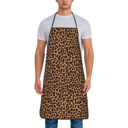 

Jgfou Leopard Printed Print Anti-fouling Apron for Men Women Waterproof Oil-Proof Kitchen Apron with Adjustable Straps Pocket and No-Pill No-Fade Fabric