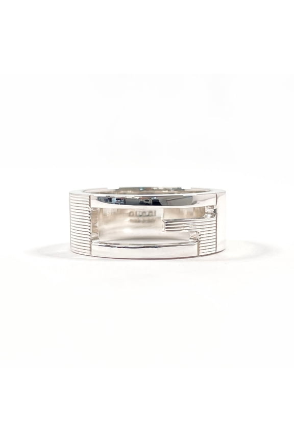 Pre-Owned GUCCI Branded Cutout G Ring, Sterling Silver 925, Size 16.5cm, Men's