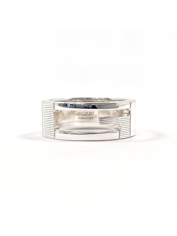 Pre-Owned GUCCI Branded Cutout G Ring, Sterling Silver 925, Size 16.5cm, Men's