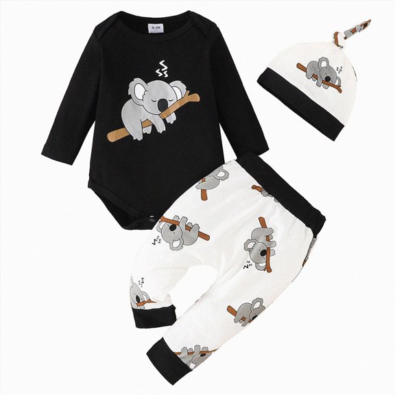 Splozh Baby Boy Clothes Ribbed Long Sleeve Romper Pants Set 0 3 6 9 12 Months Newborn Outfit Baby Boy Winter Clothes,Black,9-12 Months
