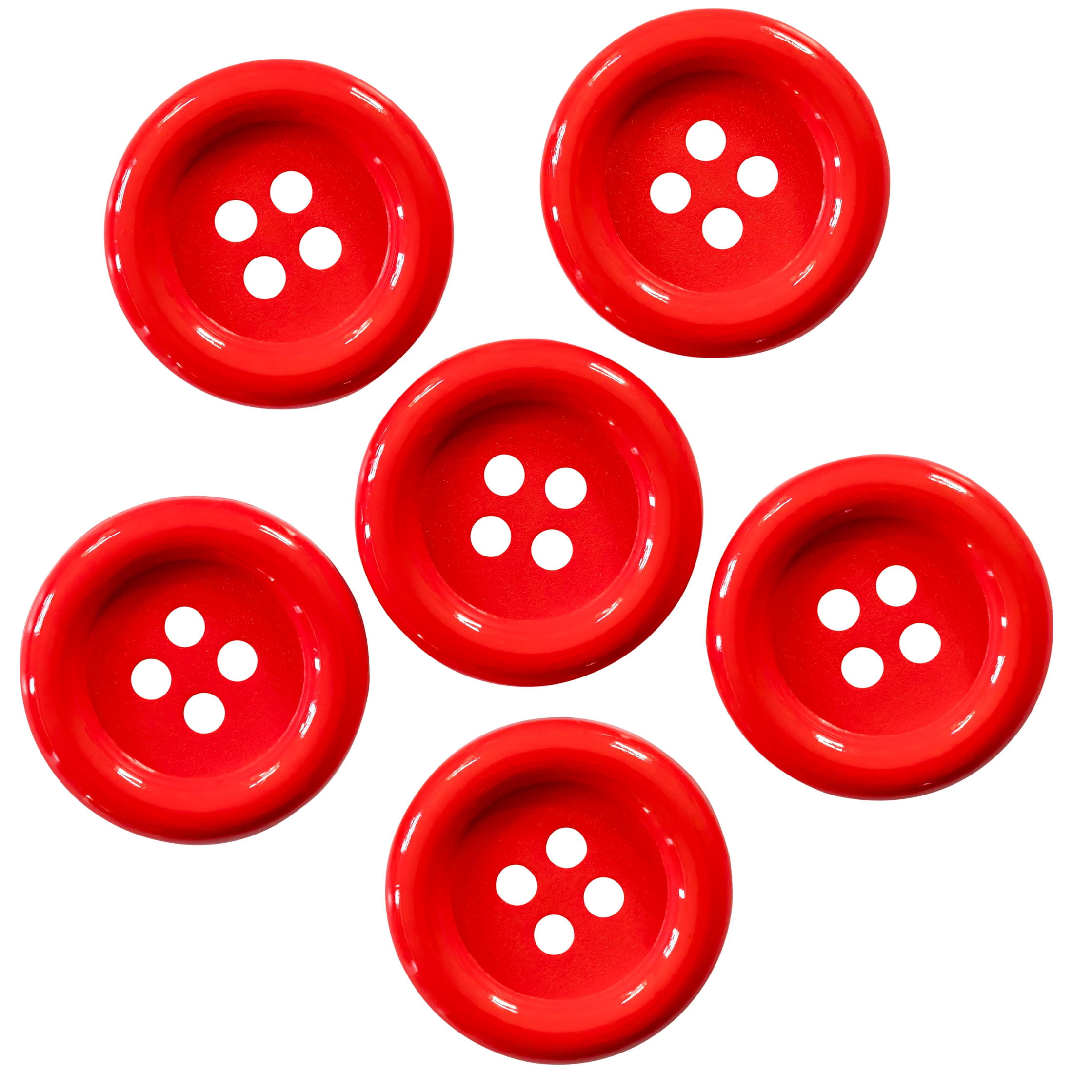 10 Clear Red Buttons, 1 1/8 Bright Red Clear Buttons, Sewing, Crafting,  Jewelry av 30 