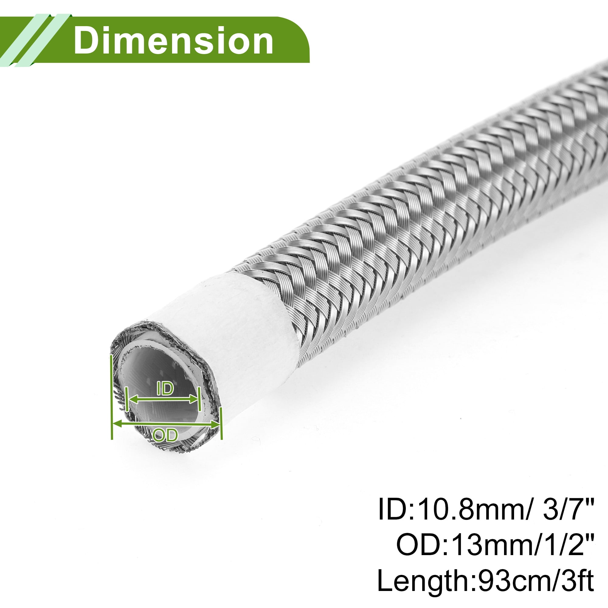 Unique Bargains AN8 Fuel Line Hose 3ft Vacuum Hose for Automotive Fuel Systems Silver