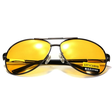 Fashion Men UV400 Yellow Lens Polarized Anti-Glare Night Vision Sunglasses Car Driving Eyeglasses