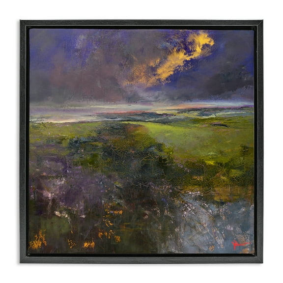 Stupell Industries Gilded Landscape Abstract Landscape & Nature Painting Black Floater Framed Canvas Art Print Wall Art, 18 x 18