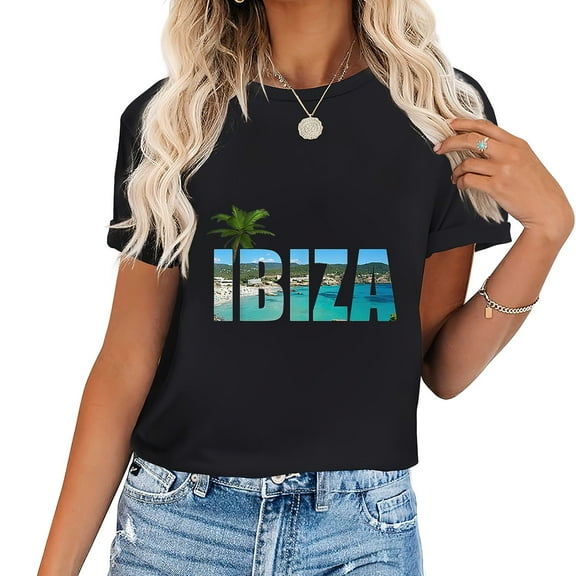 Womens Ibiza Espana Beach Palm Tree Party Destination Gift T-Shirt