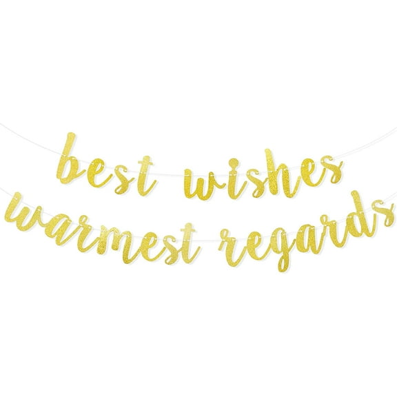 Best Wishes Warmest Regards Banner, Schitt's Greek Themed Birthday Banner, Graduation Party, Farewell Party Decorations(Gold Glitter)