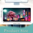 thumbnail image 2 of Japanese Night Mouse Pad,Cherry Blosooms Gaming Keyboard Mat, Non-Slip Rubber Base,Large Extended Desk Mat Protector with Stitched Edges for Home Office 31.5 x 15.7 in, 2 of 6