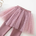 thumbnail image 5 of Kids Girls Fleece Lined Leggings with Ruffle Twinkle Star Tutu Skirt Pants Stretchy Cotton Pantskirt for Infant Toddler Little Girl 1-9 Years, 5 of 9