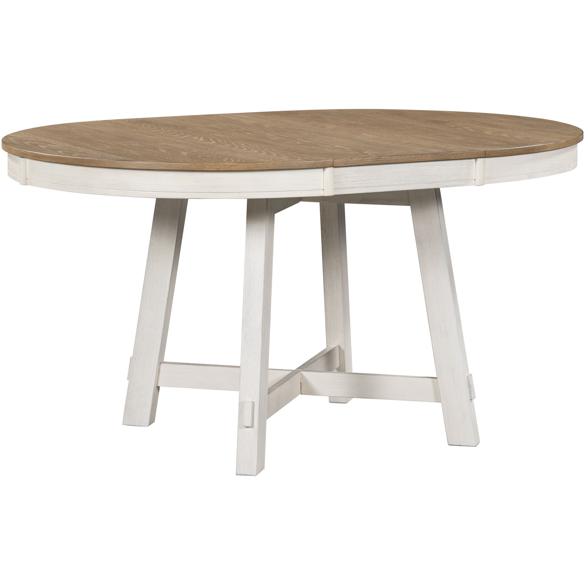 Aukfa Dining Table for 4-6, 42"-58" Extendable Round Kitchen Table with 16" Rustic Drop Leaf for Dining Room/Living Room, Antique White