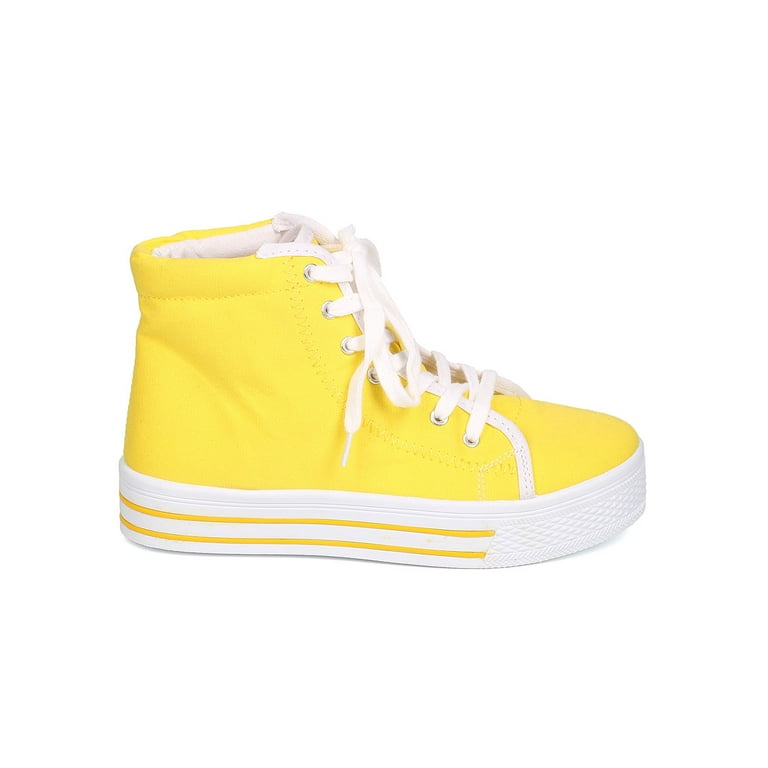 Qupid Maniac 05 Women High Top Front Lace Platform Sneaker