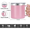thumbnail image 2 of 12oz Stainless Steel Insulated Coffee Mug with Handle Double Wall Vacuum Travel Mug Tumbler Cup with Sliding Lid Pink, 2 of 8