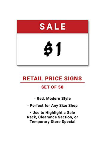 50 Red Tags per Pack Price Card Signs for Sales Burst 3.5-inch x 5.5 inch Events 