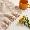 thumbnail image 4 of Ruffled Edge Knit Cotton Throw Blanket, Soft Breathable Woven Cover for Sofa Couch Bed, Lightweight Decorative Home Textile for Everyday Use, 4 of 6