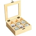 thumbnail image 1 of MOYISHI  9 Compartments Rustic Tea Storage Box,Wooden Tea Organizer,Tea Bag Organizer Wooden Storage Box, Creamers, Sugar, Coffee Pods, Instant Coffee Packets, 1 of 4