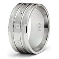 thumbnail image 2 of Metal Masters Mens Sterling Silver 925 Ring Milgrain Wedding Band Grooved Comfort-Fit 9mm, 2 of 5