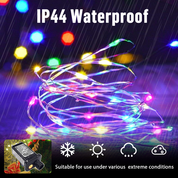 LAMPHOME Fairy Lights Plug in, 33Ft 100 LEDs Waterproof Twinkle Firefly Lights, Adaptor Included, Starry String Lights for Wedding Indoor Outdoor Christmas Patio Garden Decoration, Multicolor