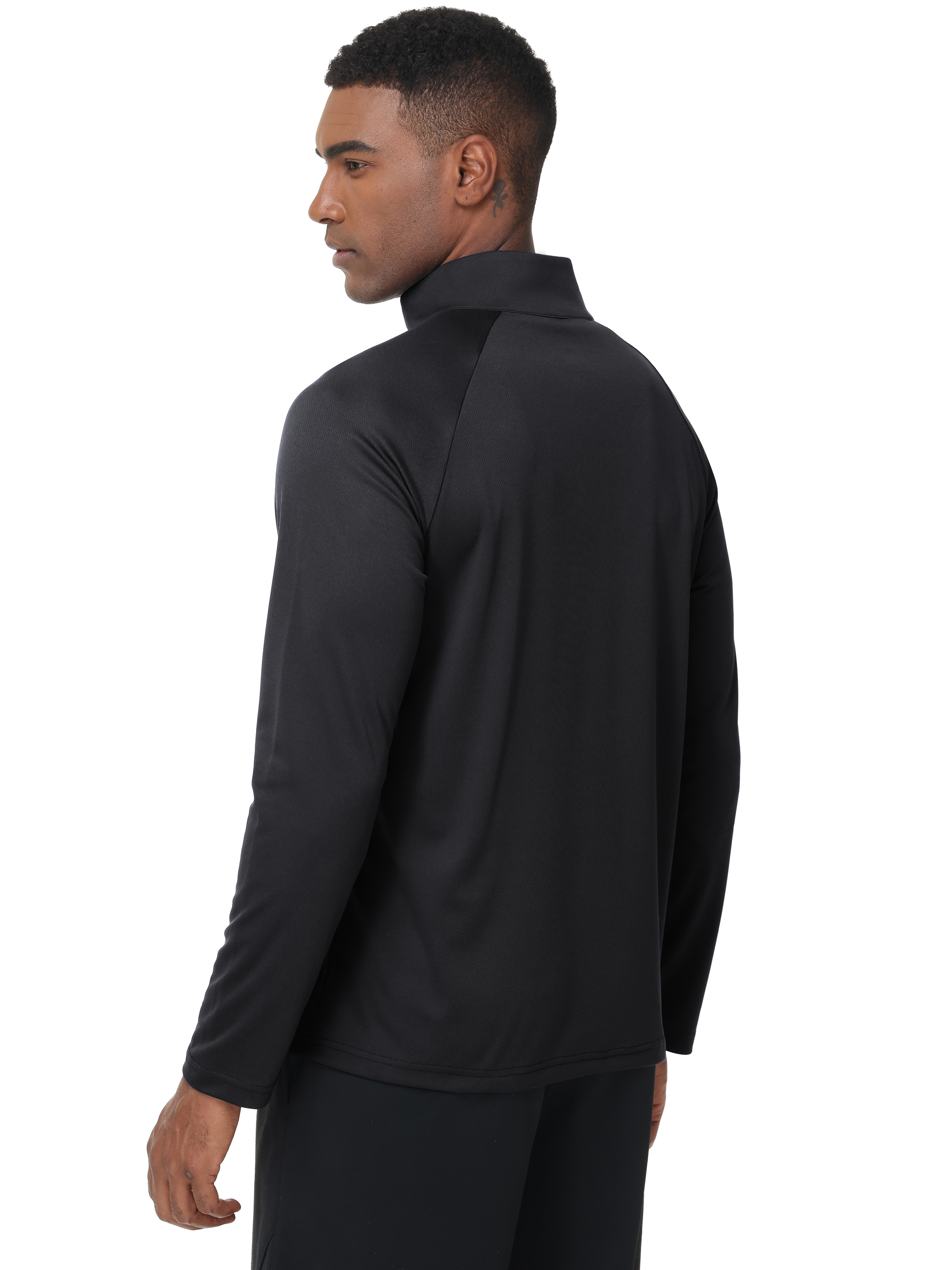 Pullover de hombre con cremallera parcial y manga larga, de secado rápido y absorción de humedad, camisa atlética para correr, golf, gimnasio y uso casual 7