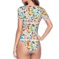 thumbnail image 3 of Uemuo Animals Pattern Women's One Piece Short Sleeve Swimsuit Rash Guard Surfing Modest Quick-drying Swimsuit Beach Essentials-Medium, 3 of 9