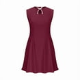 thumbnail image 6 of Htigea Women's Summer Dresses Sleeveless Bow Keyhole Neck Mini Dress Slim Fit Back Zipper Dress for Office Work Everyday Wine,S, 6 of 7