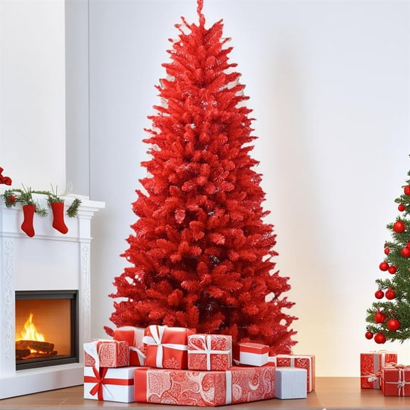 Topcobe 7FT PVC Christmas Tree with Hinged Branches for Easy Setup, 1066 Tips, Stable Metal Base, Ideal for Christmas Decor