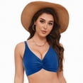 thumbnail image 5 of TOWED22 Women's Underwire Bikini Top - Push Up Swimsuit Top Only Twist Front Bathing Suit Retro Swim Bra Blue,L, 5 of 9