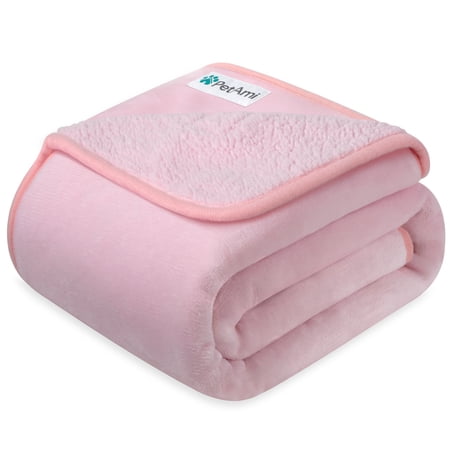 PetAmi Waterproof Dog Blanket For Small Medium Dogs Pee Proof Pet Blanket for Couch Bed Reversible Water Proof Blanket for Puppy Indoor Cat Soft Dog Fleece Blankets Washable 24x32 Pink