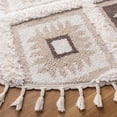 thumbnail image 3 of SAFAVIEH Moroccan Tassel Elsie Abstract Shag Area Rug, Ivory/Brown, 4' x 4' Round, 3 of 7