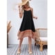 thumbnail image 5 of Vestido Bohemio con Bloques de Color para Mujer, Estilo Hawaiano, con Tirantes Finos y Vuelo. Negro M, 5 of 10