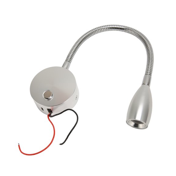 Luz De Cama Con Cuello De Cisne Para RV, Lámpara De Lectura Para Cabecera De Barco, Puerto USB Tipo C, Luz Suave Ajustable De Aluminio Para Viajes