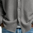 thumbnail image 7 of Dwellite Men's Waffle Button Down Shirt Casual Long Sleeve Shirts Trendy Solid Color Shirt Gray S, 7 of 7